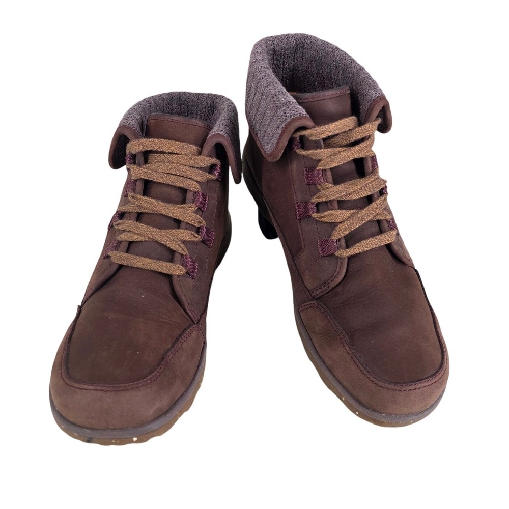 Chaco Borealis Ledge Mahogany Brown Leather Waterproof Knit Cuff Boots sz 9.5 - Picture 4 of 13